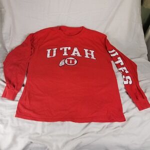 Fanatics Utah Utes T-Shirt Mens Large Red Good Long Sleeve Graphic Tee college